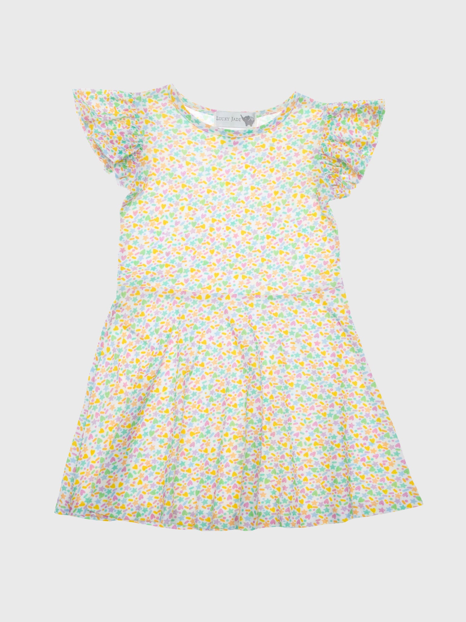 Lucky Jade Girls' Candy Confetti Flutter Dress - Saint Bernard