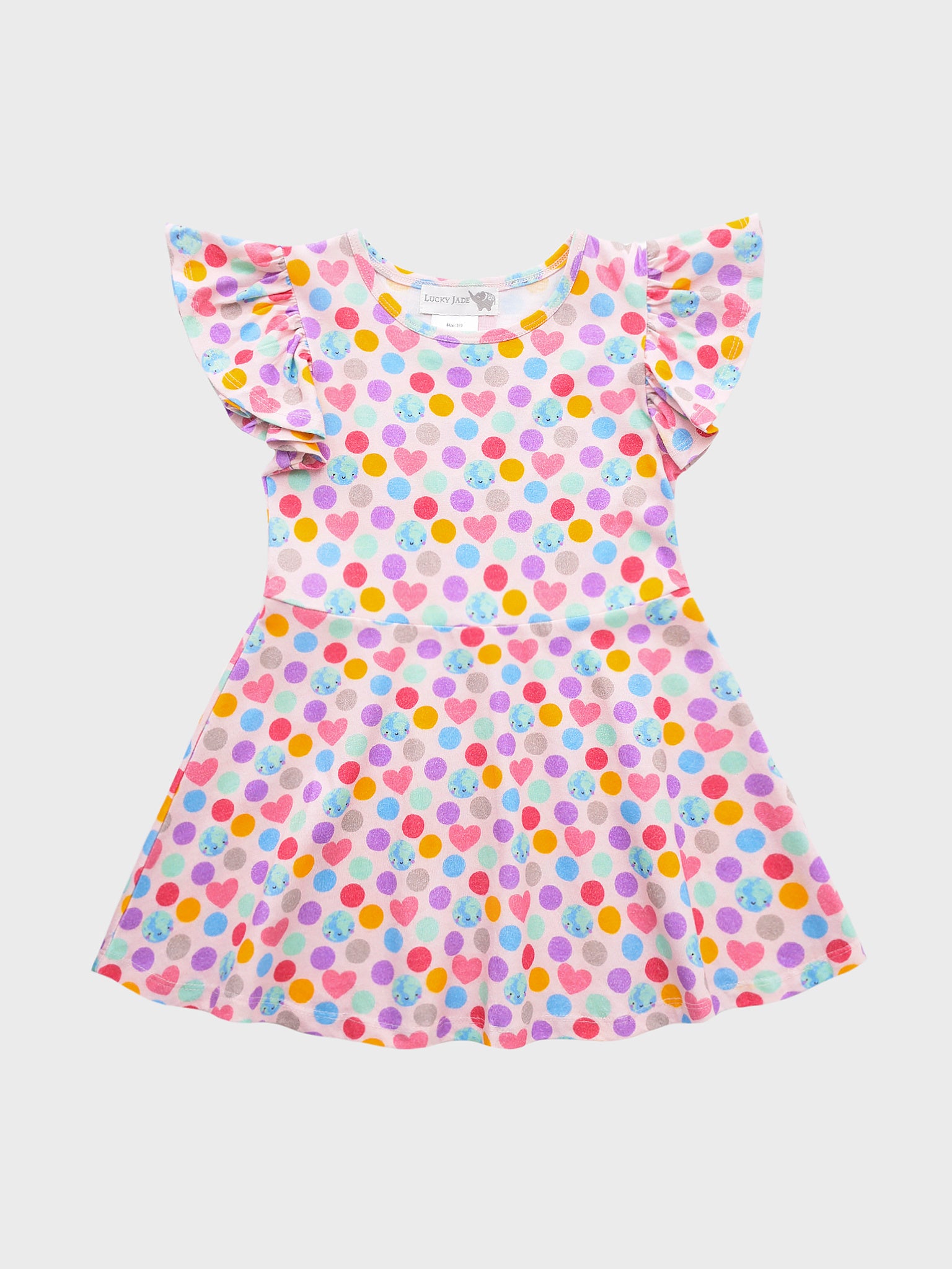 Lucky Jade Little Girls' Earth Dot Flutter Dress - Saint Bernard