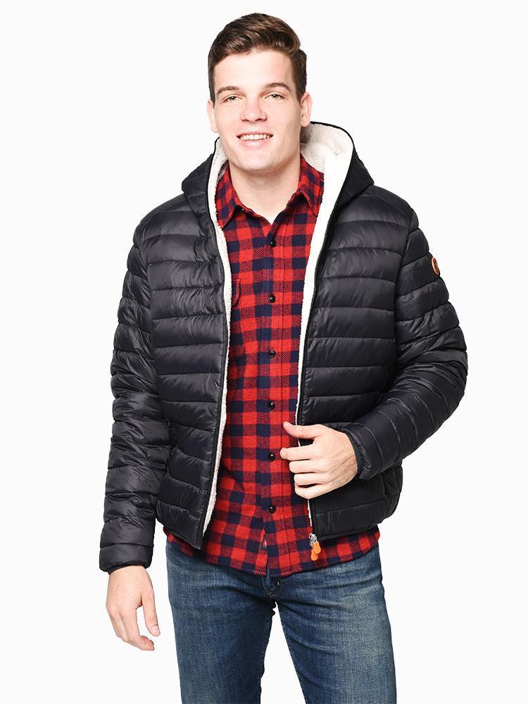 Save The Duck Men’s Faux Sheepskin Hooded Jacket - Saint Bernard