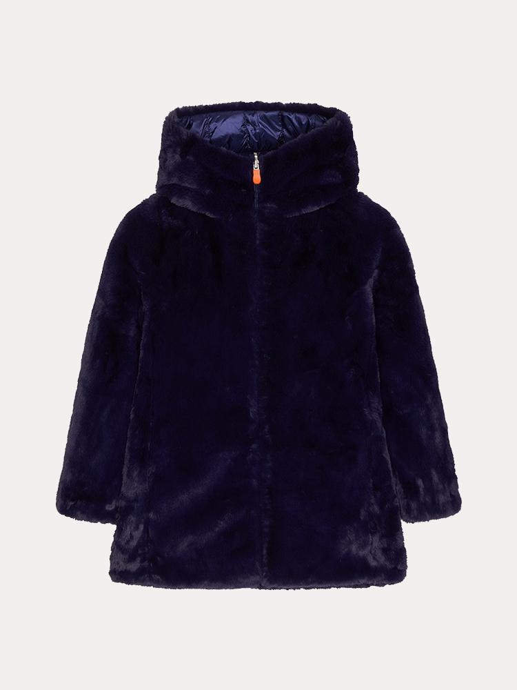Save the Duck Girls’ Fury Reversible Faux Fur Hooded Coat - Saint Bernard