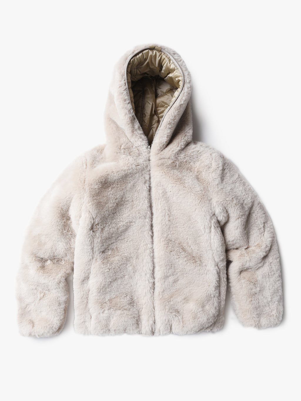 Save the Duck Girls’ Fury Reversible Faux Fur Hooded Coat - Saint Bernard