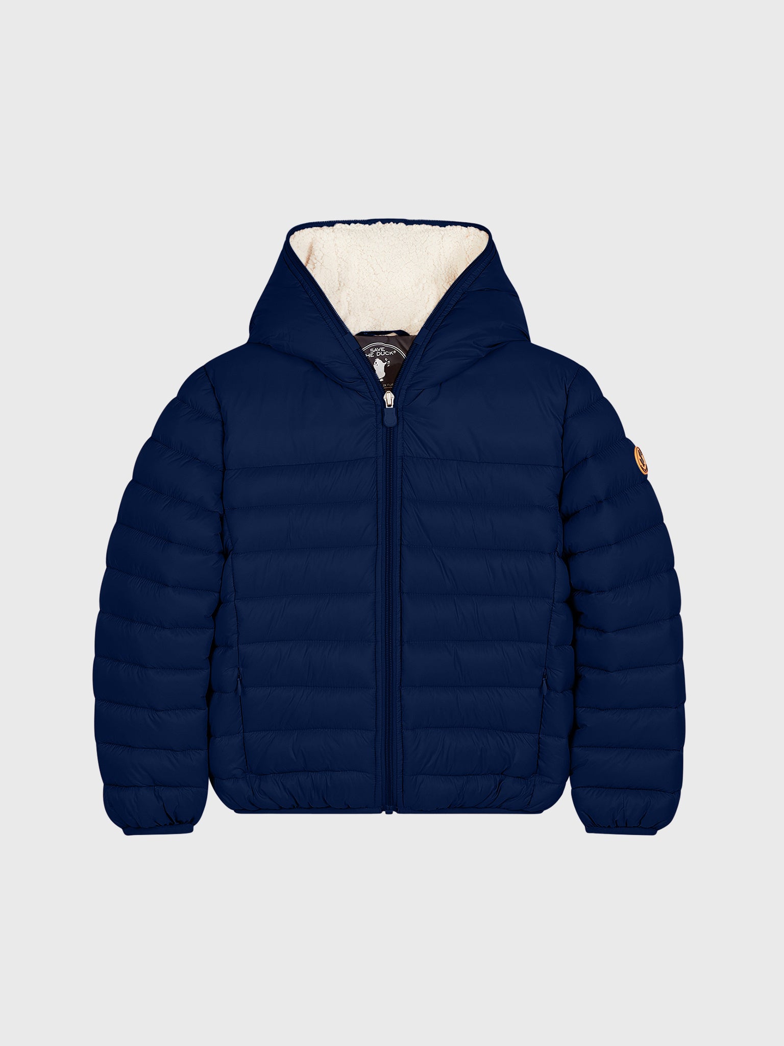 Save The Duck Boys' Giga Hooded Jacket with Synthetic Lambskin Lining - Saint Bernard