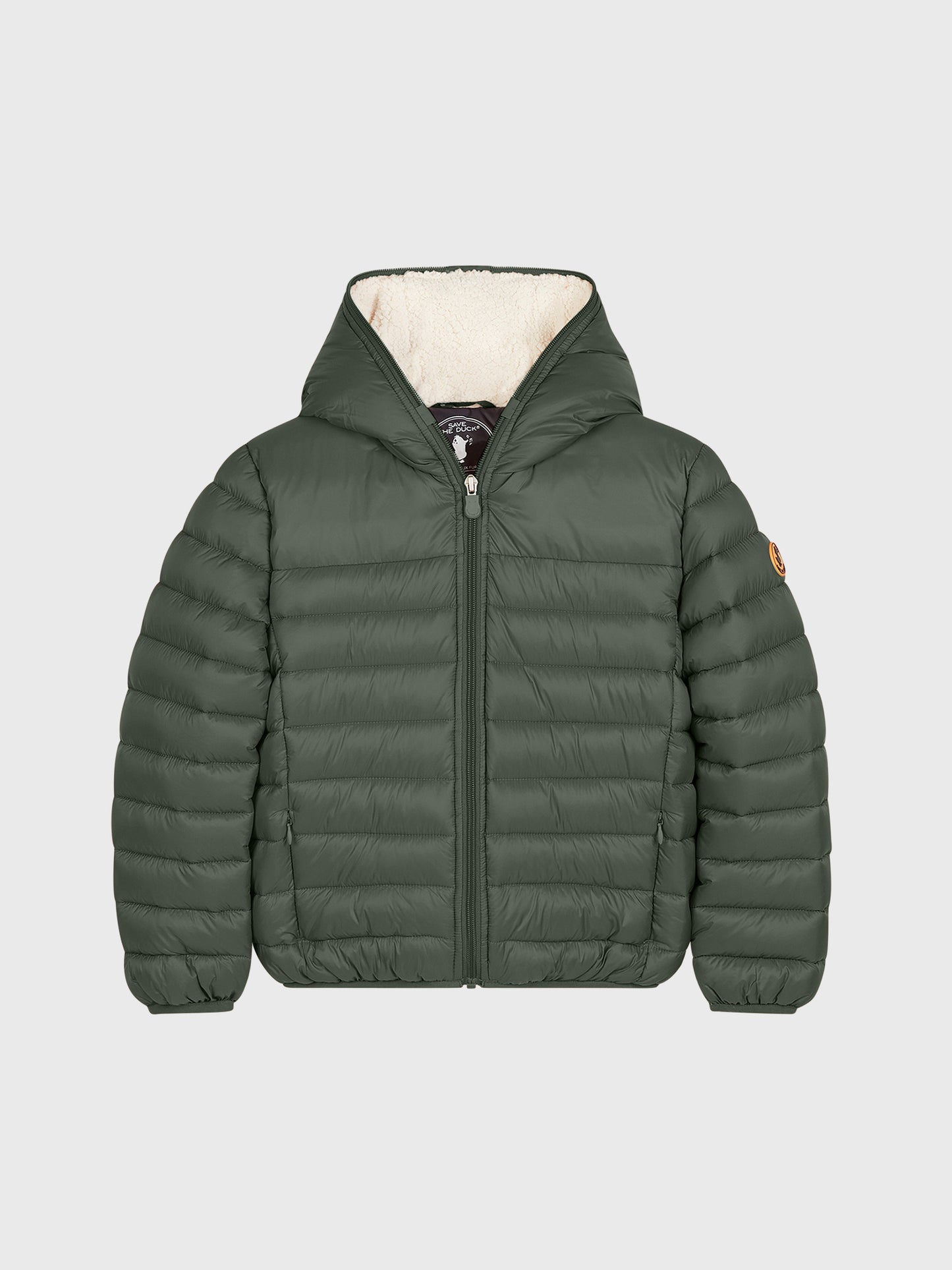 Save The Duck Boys' Giga Hooded Jacket with Synthetic Lambskin Lining