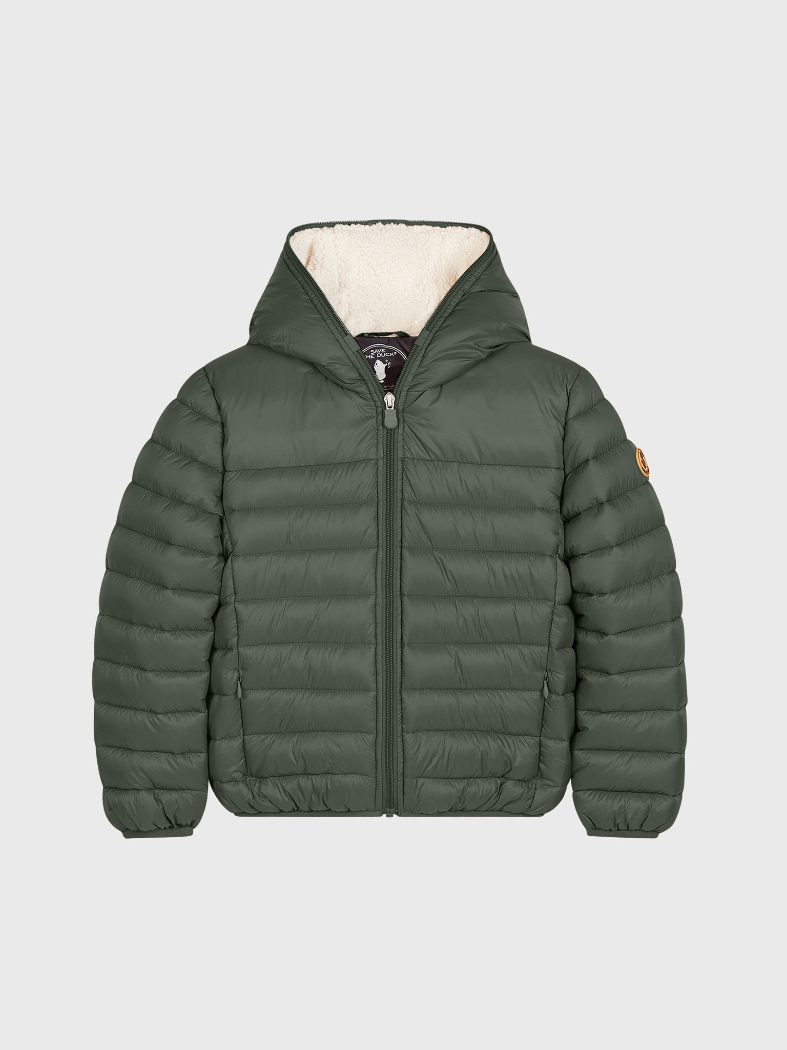 Save The Duck Boys' Giga Hooded Jacket with Synthetic Lambskin Lining - Saint Bernard