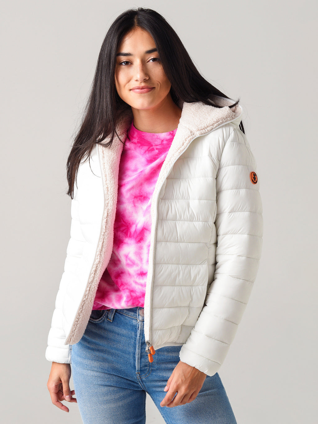 Save The Duck Women's Giga Faux Sheepskin Hooded Jacket - Saint Bernard