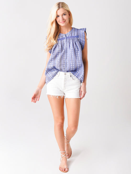 Allison New York Women's Embroidered Button-Down Top