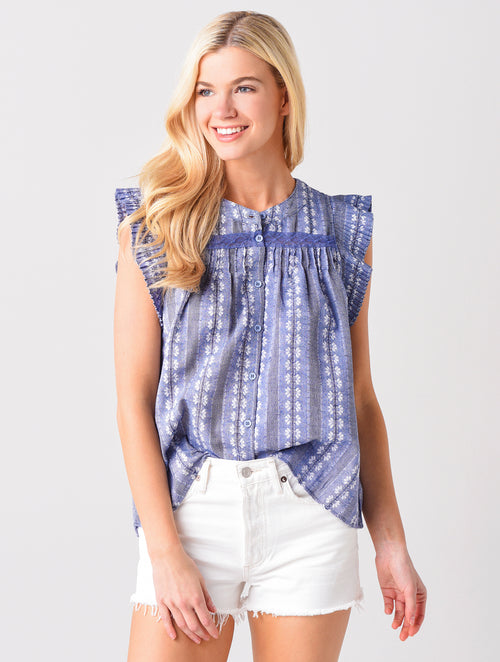 Allison New York Women's Embroidered Button-Down Top