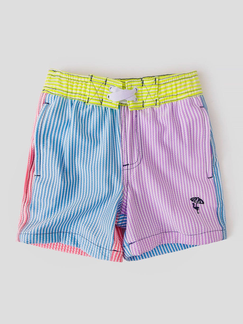 Shade Critters Boys' Seersucker Colorblock Trunks - Saint Bernard