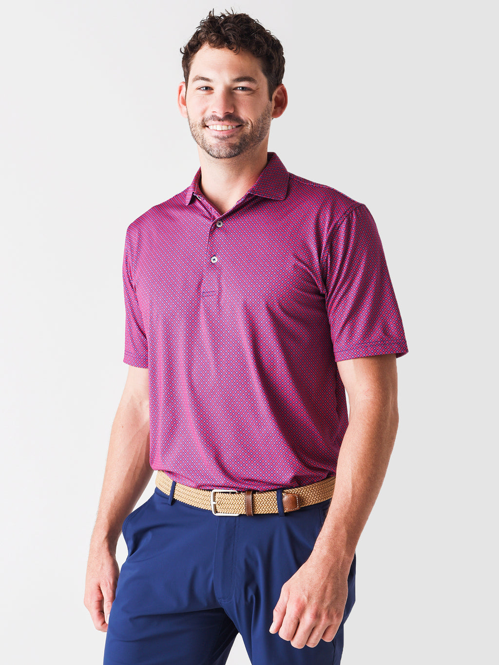 SAINT BERNARD MEN'S ALBERT DIAMOND JACQUARD PERFORMANCE POLO - Saint Bernard
