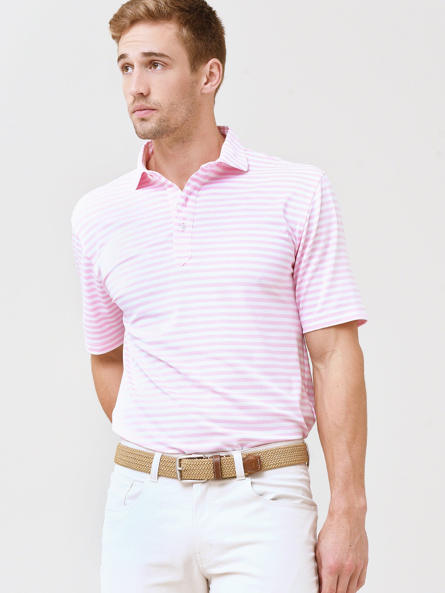 Saint Bernard Men's Elliott Stripe Oxford Performance Polo - Saint Bernard