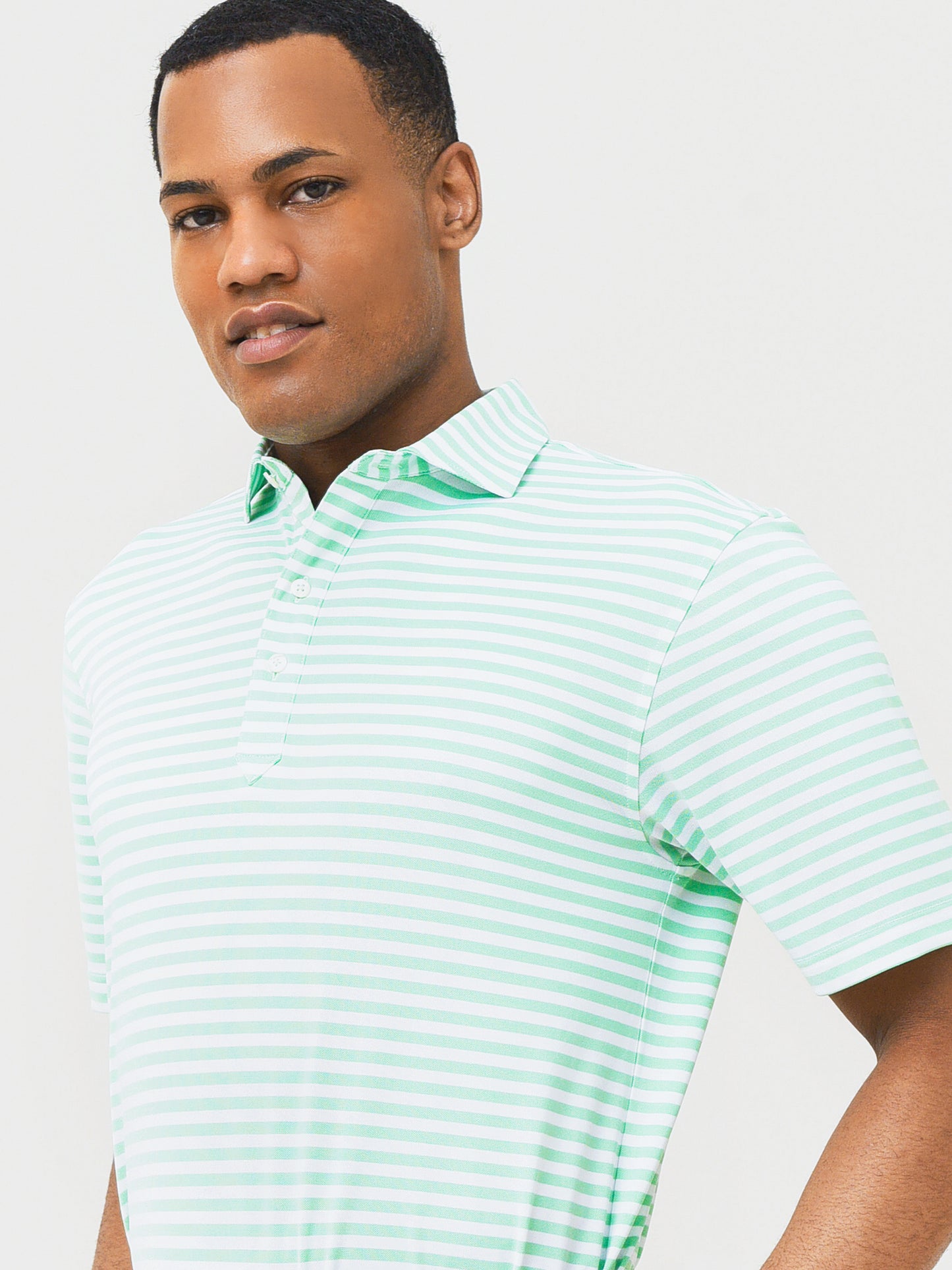 Saint Bernard Men's Elliott Stripe Oxford Performance Polo - Saint Bernard