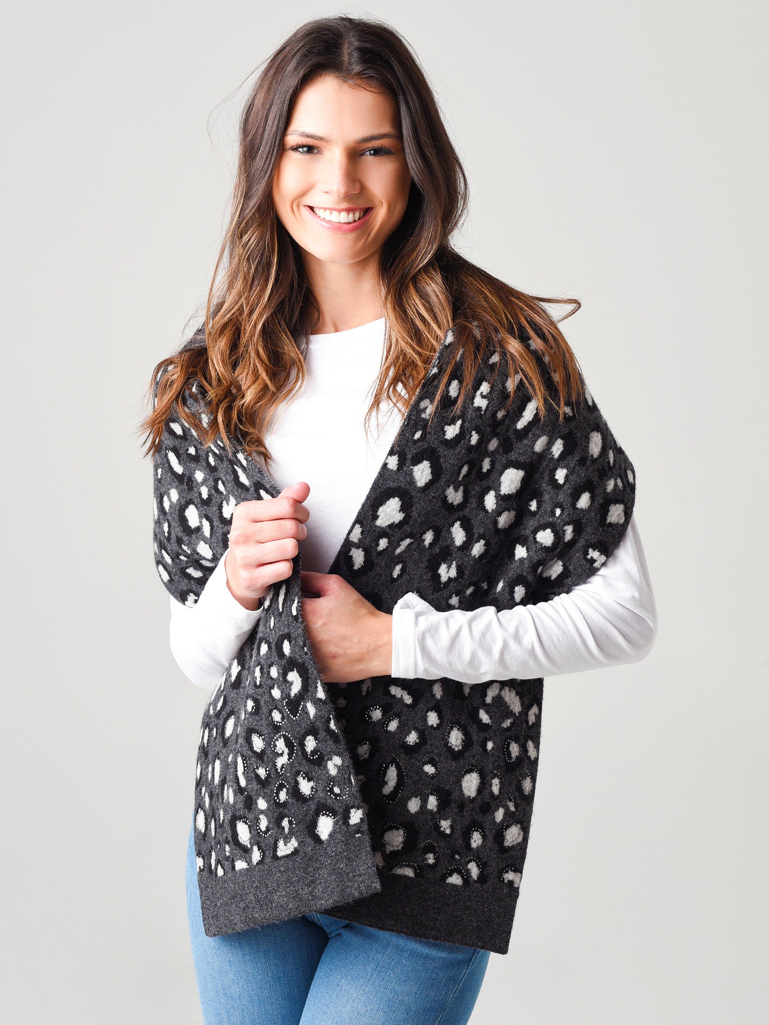 Mitchie's Matchings Women's Animal Print Scarf With Crystals - Saint Bernard