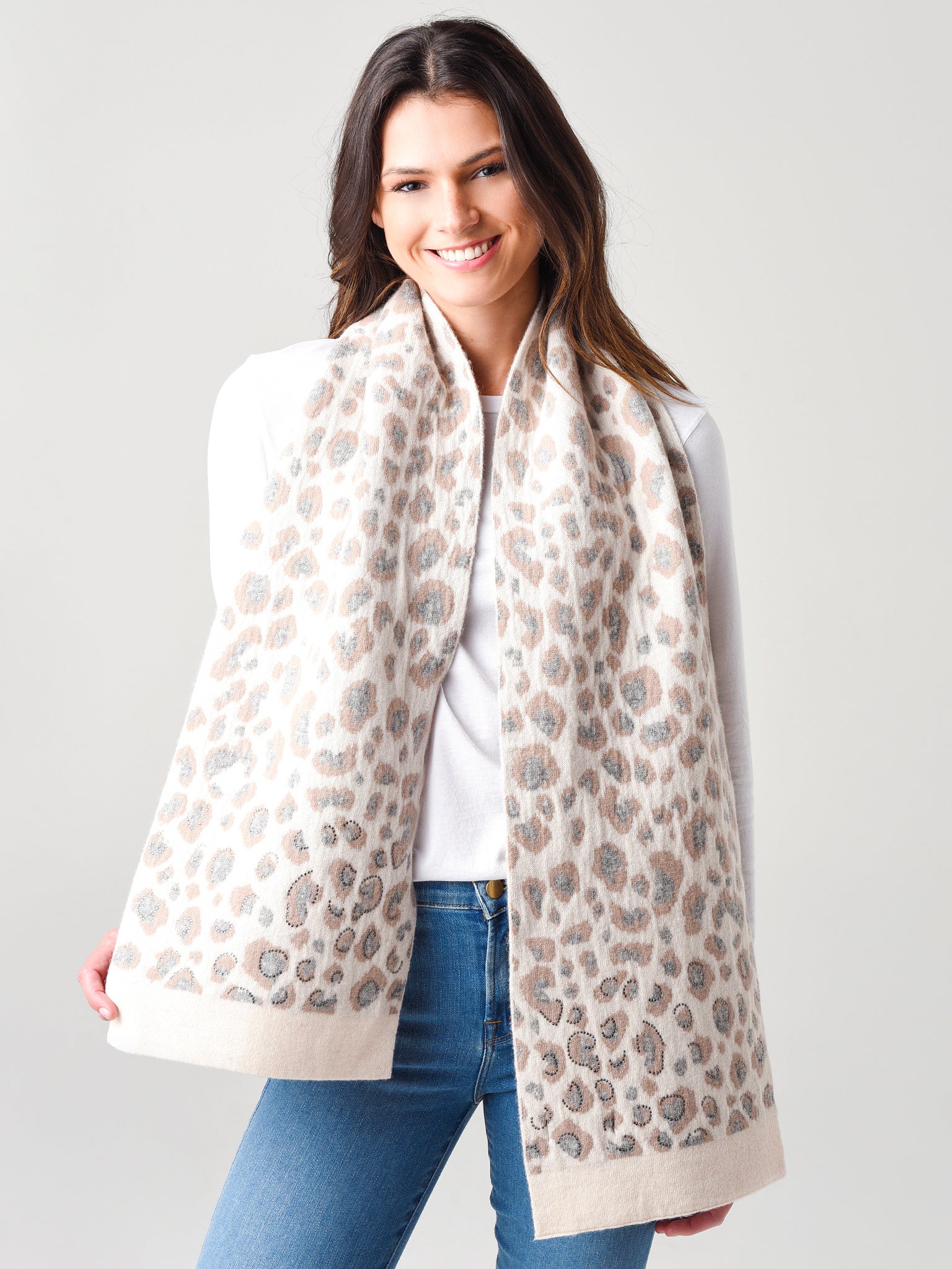 Mitchie's Matchings Women's Animal Print Scarf With Crystals - Saint Bernard
