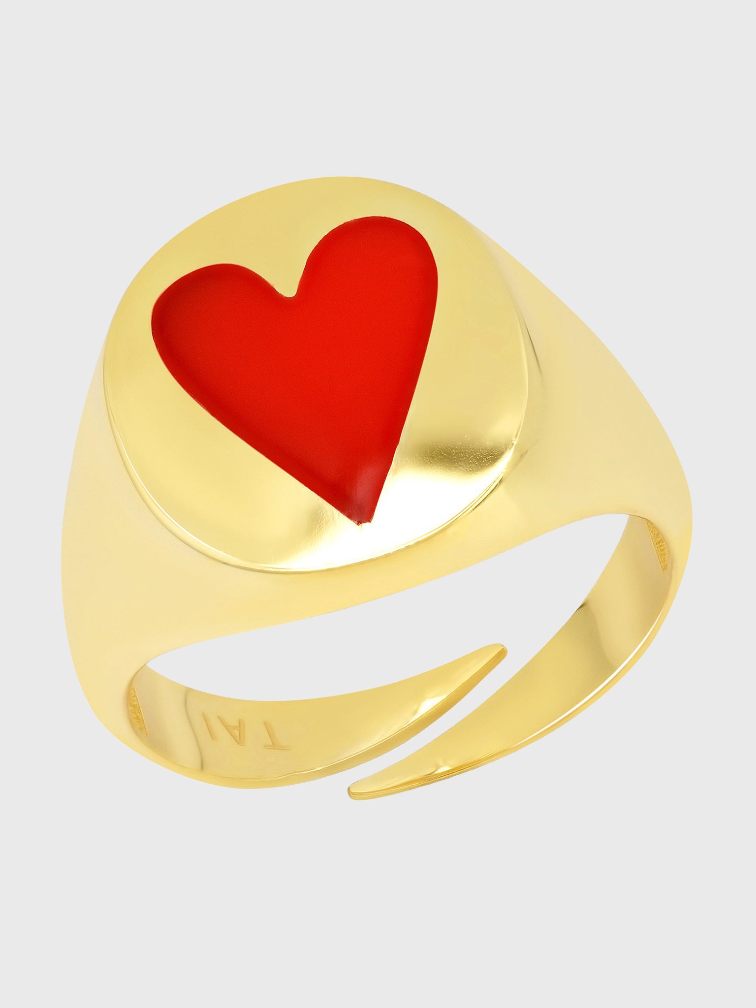 Tai Enamel Heart Signet Ring - Saint Bernard