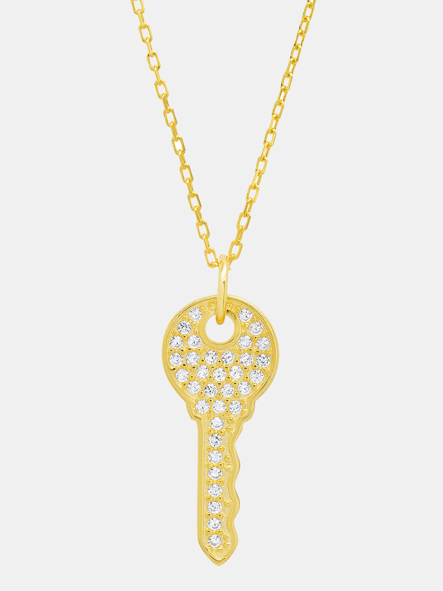 Tai Gold Vermeil Simple Chain Necklace with CZ Keychain