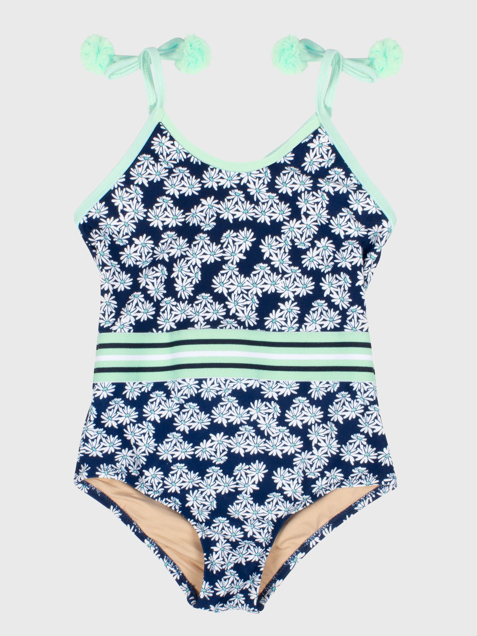 Shade Critters Little Girls' Pom Pom Strap One-Piece Swimsuit - Saint Bernard