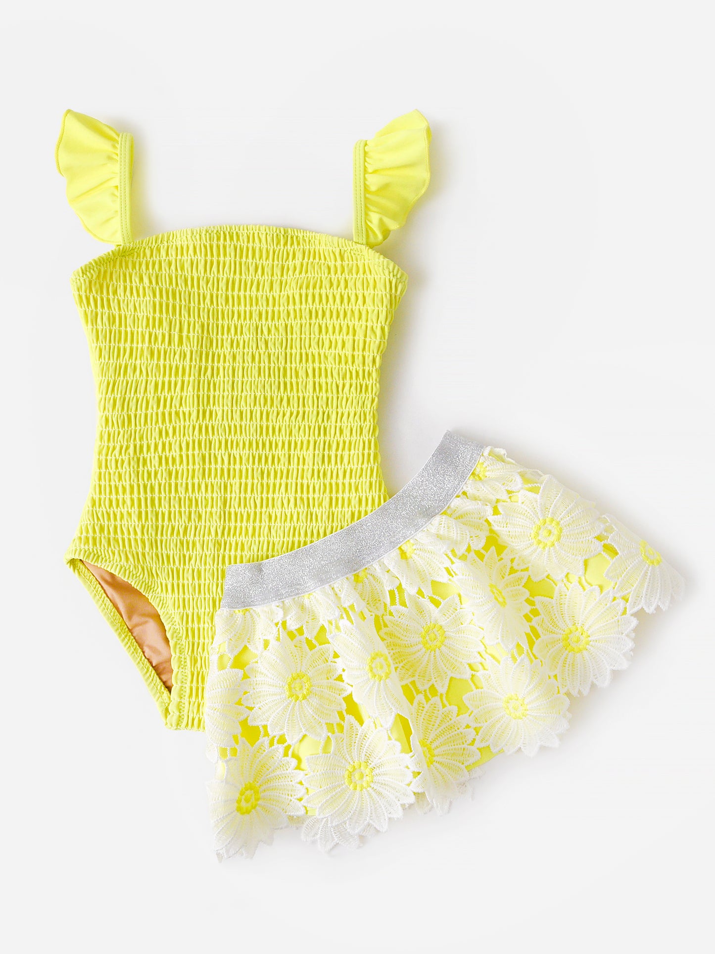 Shade Critters Baby Girls' Smocked 1 Piece With Tutu Citron Daisy