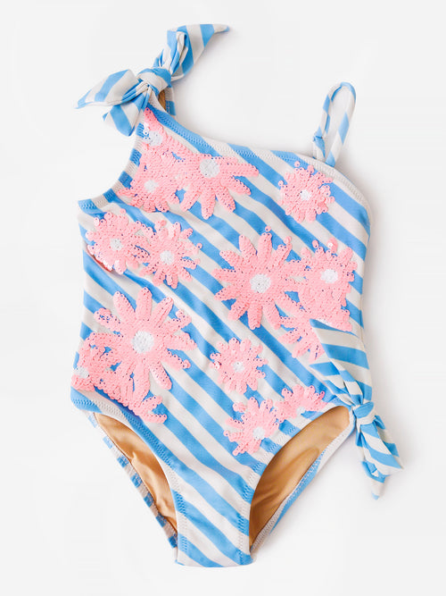Shade Critters Girls' Flip Sequin One Shoulder Swimsuit