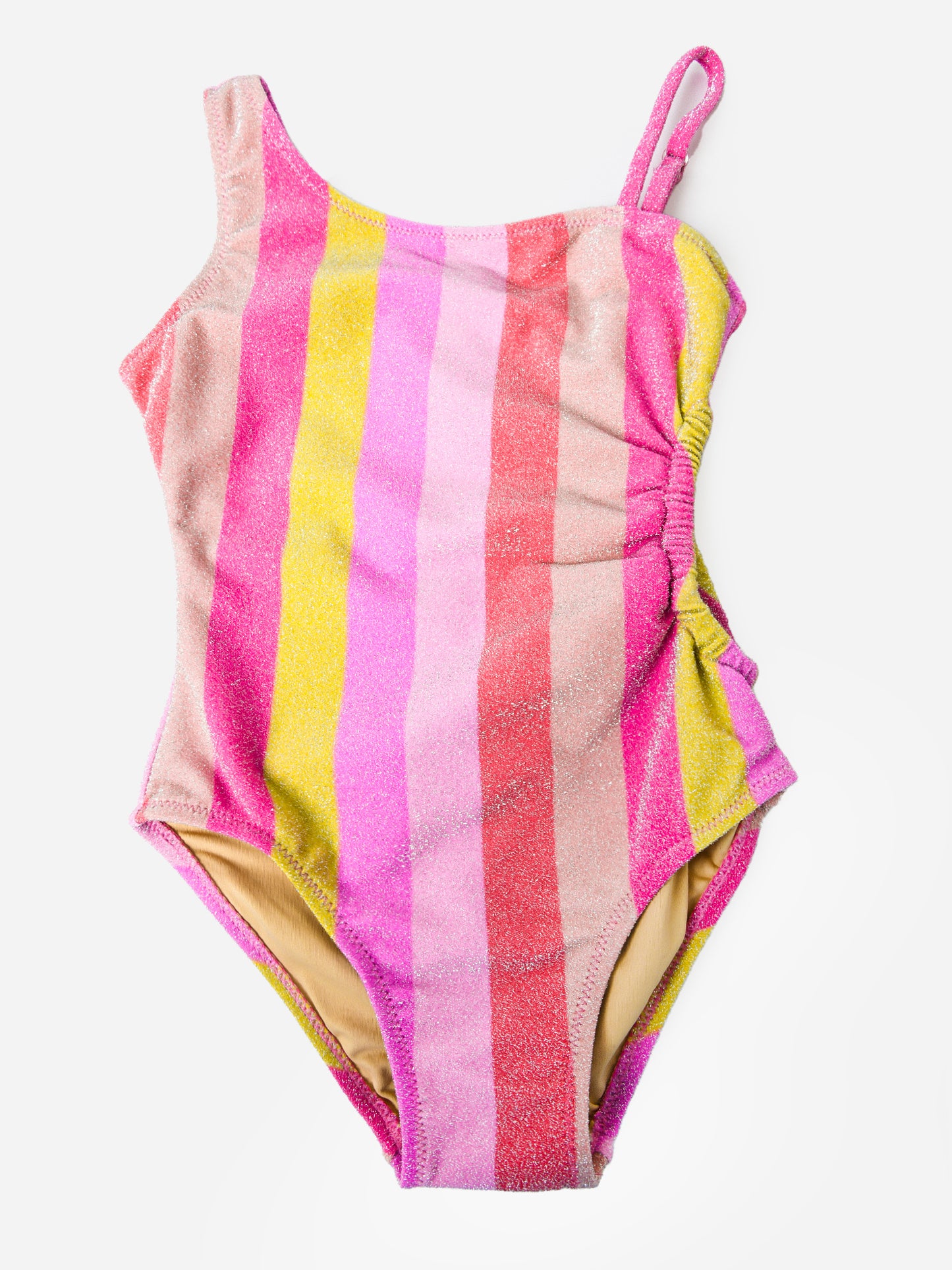 Shade Critters Girls' Pastel Stripe Shimmer Cutout One-Piece Swimsuit