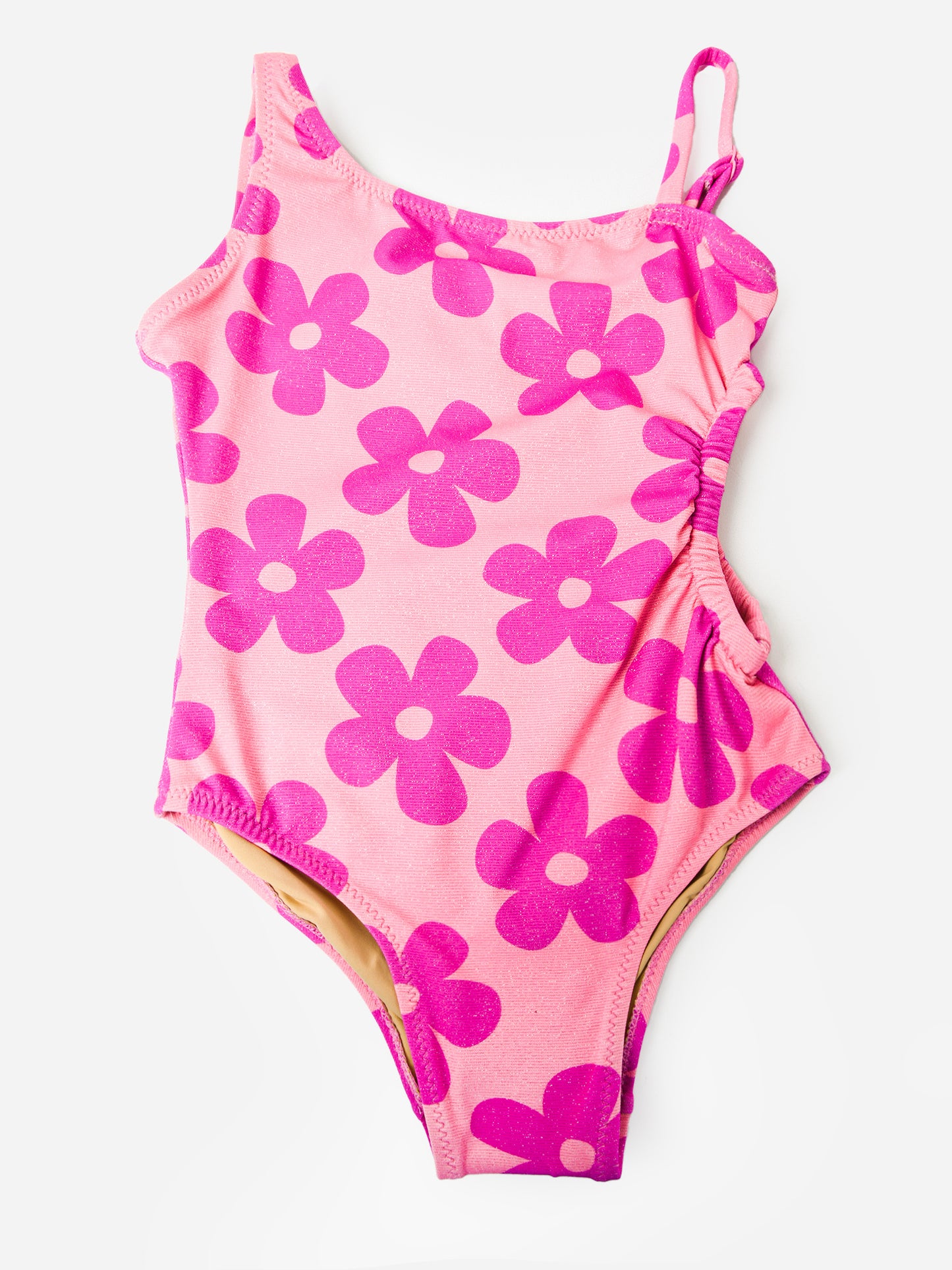 Shade Critters Girls' Retro Daisy Shimmer Cutout One-Piece Swimsuit
