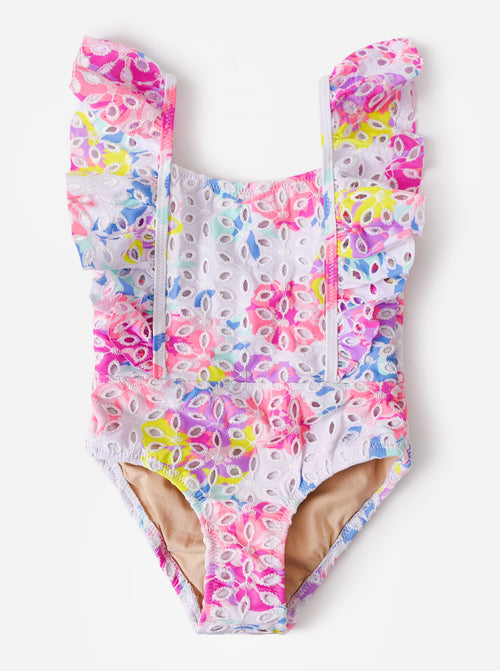 Shade Critters Toddler Girls' Ruffle-Sleeve One-Piece Swimsuit
