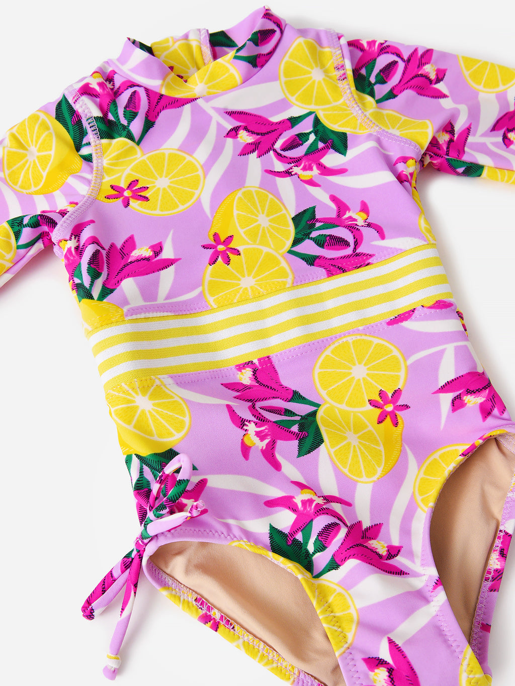 Shade Critters Girls' Tropical Lemon Long Sleeve One-Piece Swimsuit - Saint Bernard