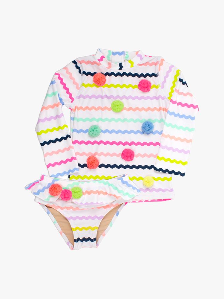 Shade Critters Multi Rick Rack Two Piece Rashguard Set - Saint Bernard