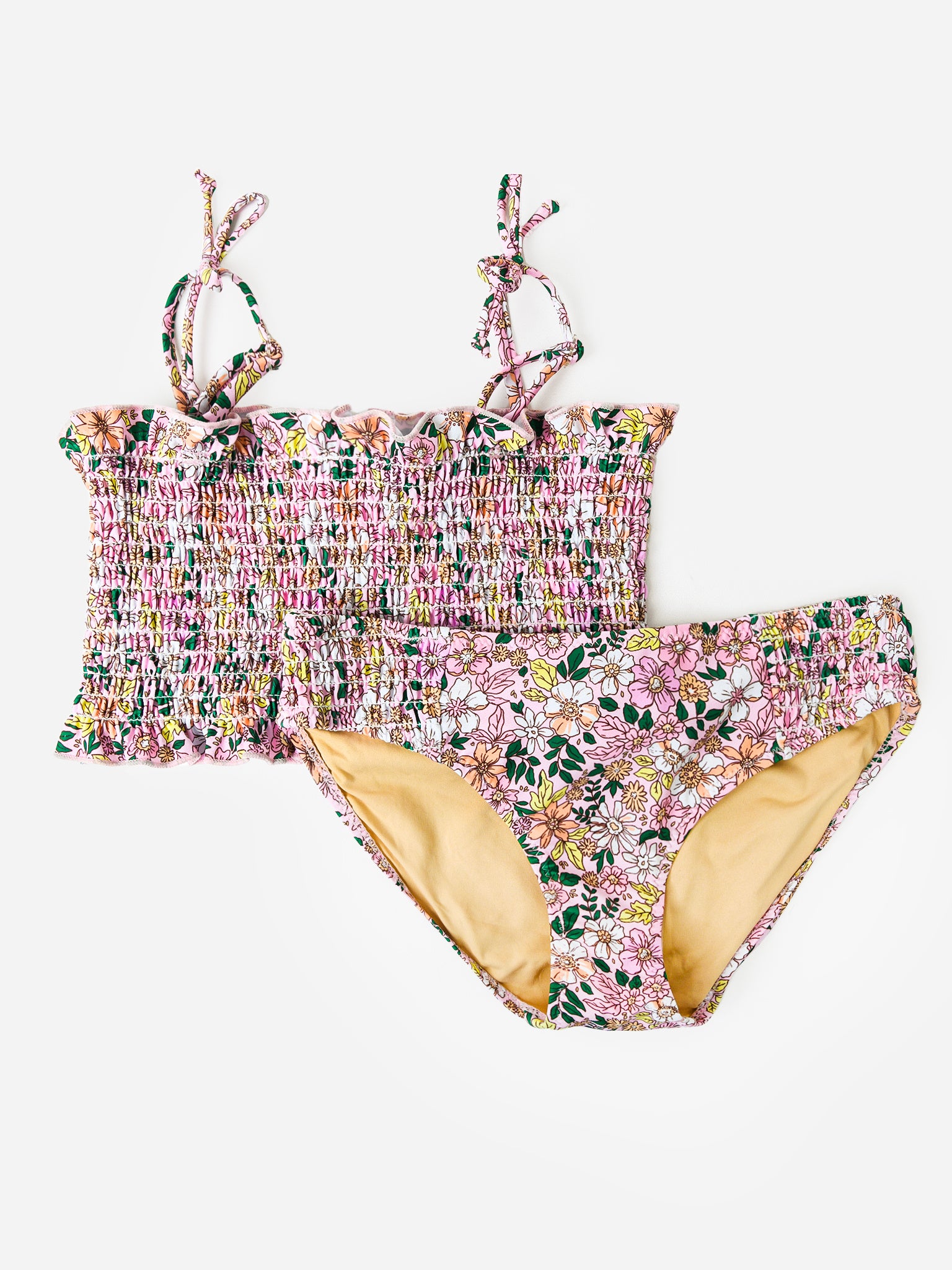 Shade Critters Girls' Ditsy Floral Smocked Bikini Set - Saint Bernard