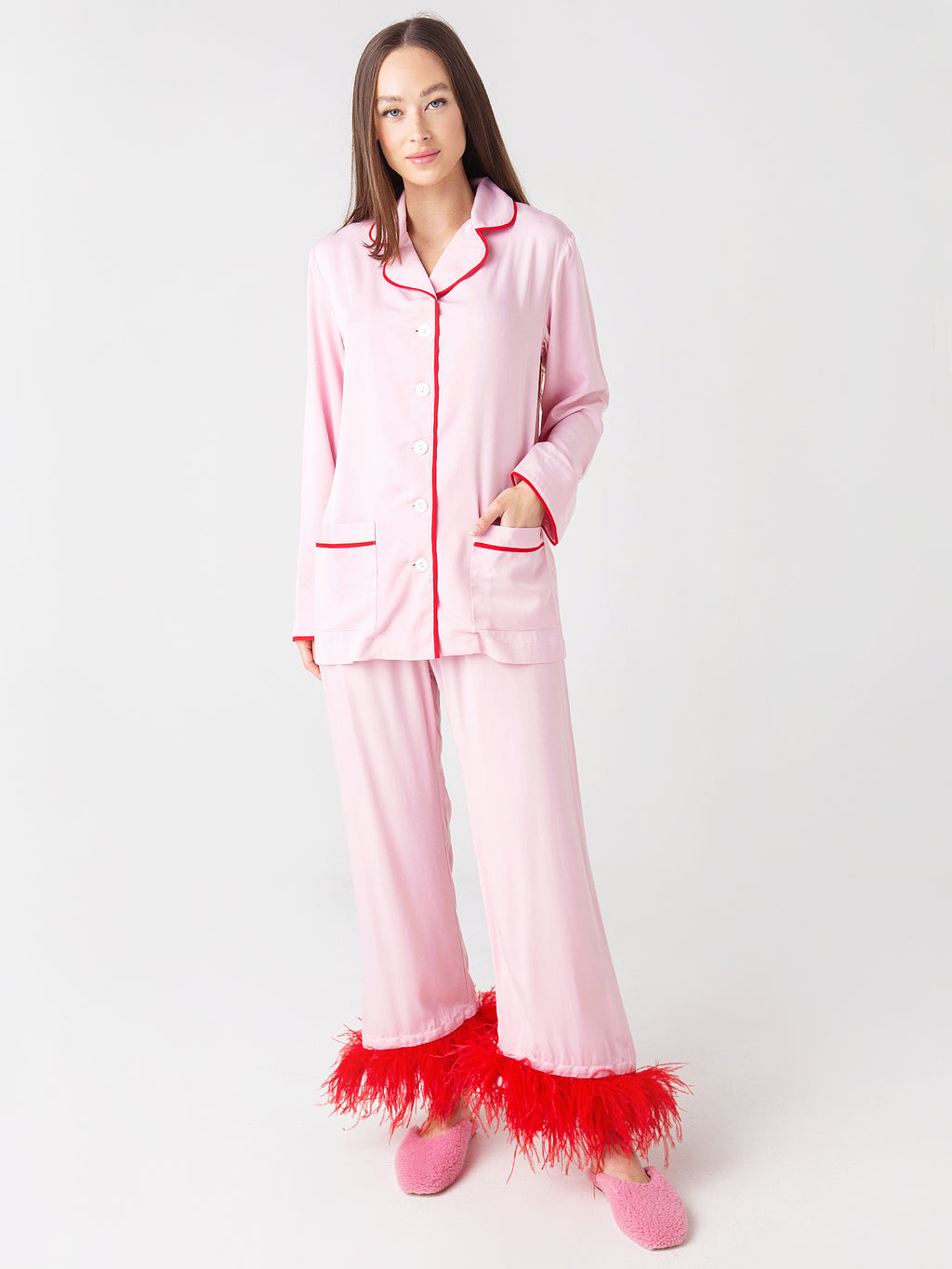 Sleeper Women's Party Pajama Set with Feathers - Saint Bernard