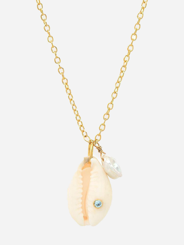 Tai Cowrie Shell Necklace with CZ Embellishment
