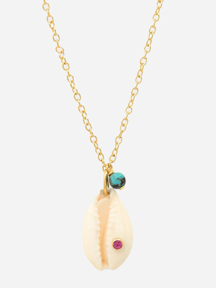 Tai Cowrie Shell Necklace with CZ Embellishment