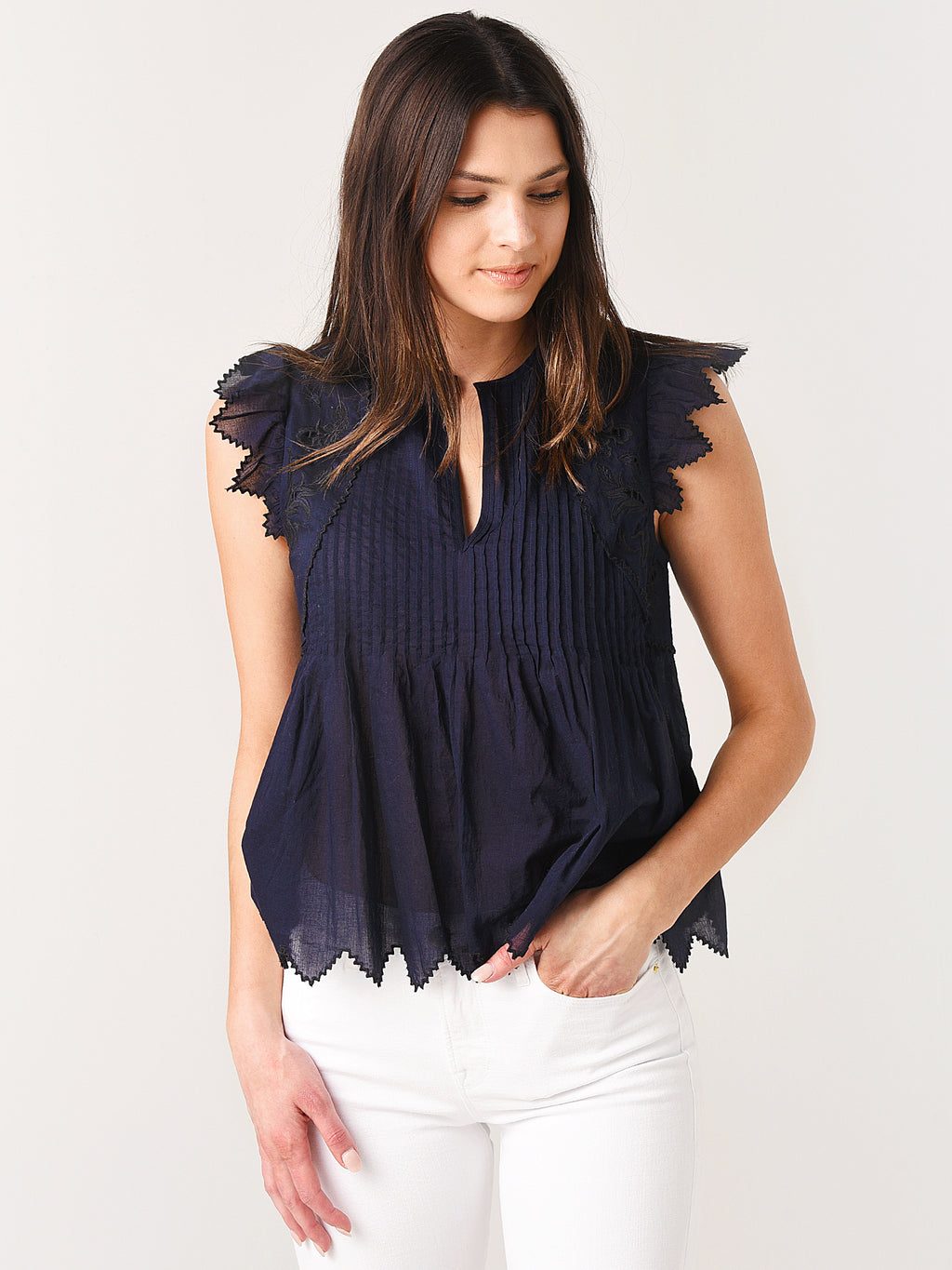 Zadig & Voltaire Women's Tiara Voile Embroidered Top - Saint Bernard