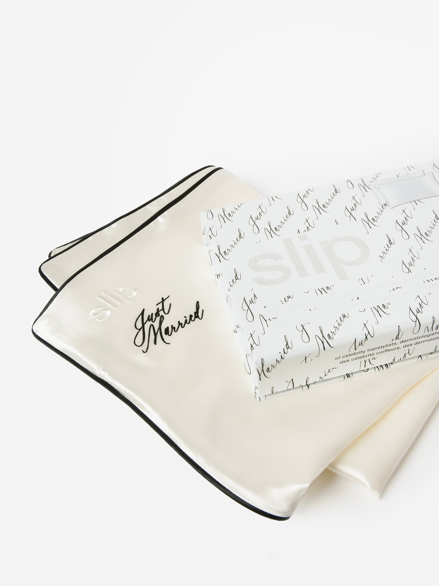 Slip Silk Just Married Queen Pillowcase Set - Saint Bernard