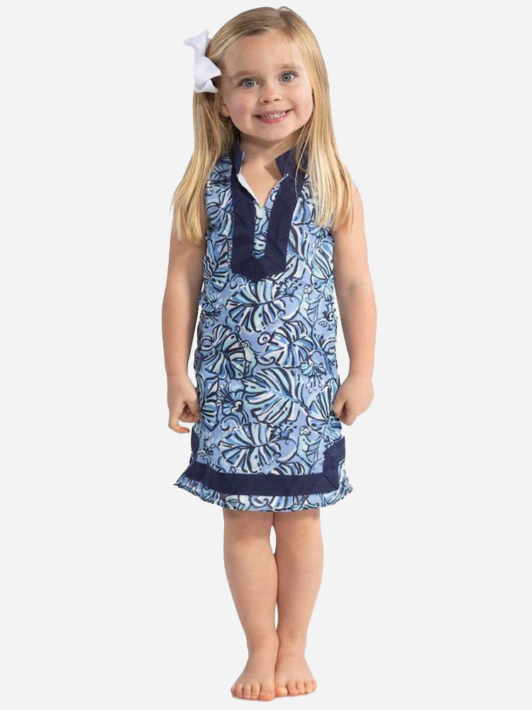 Sail To Sable Girls' Classic Monkey Print Tunic Dress - Saint Bernard