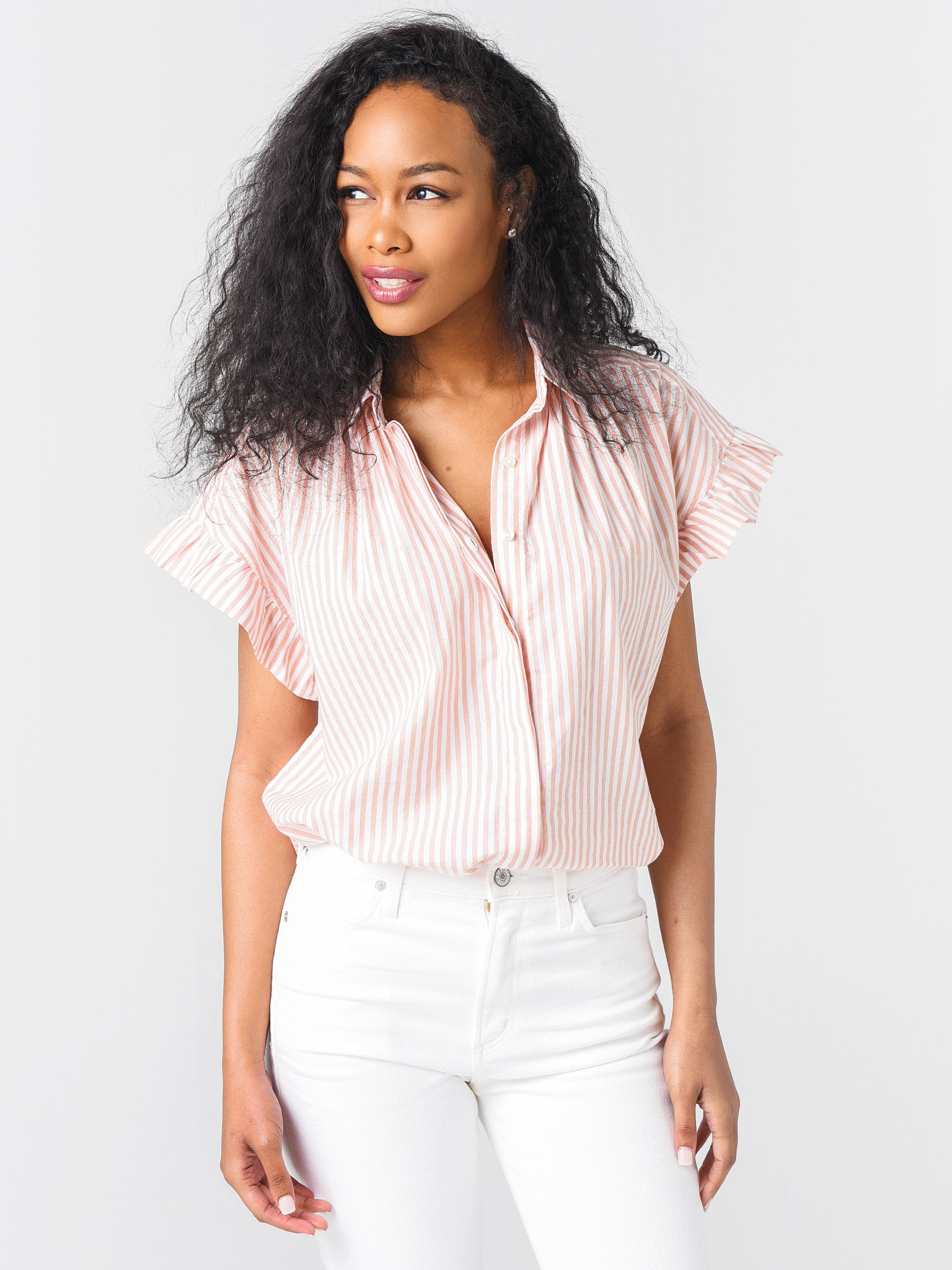 Trovata Women's Marianne Ruffle Sleeve Shirt - Saint Bernard