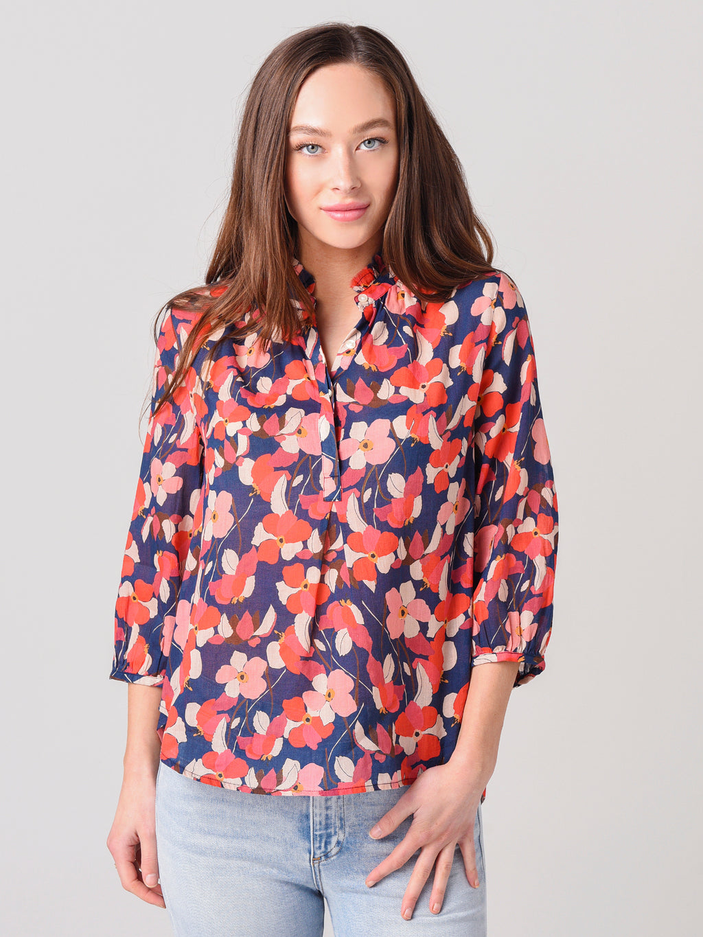 Trovata Women's Sara Henley Shirt - Saint Bernard