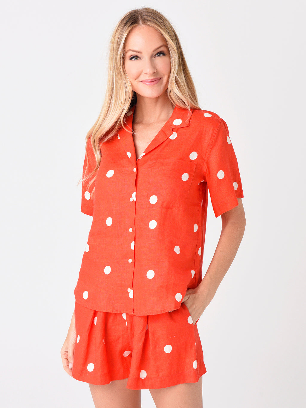Trovata Women's Margot Short Sleeve Camp shirt - Saint Bernard