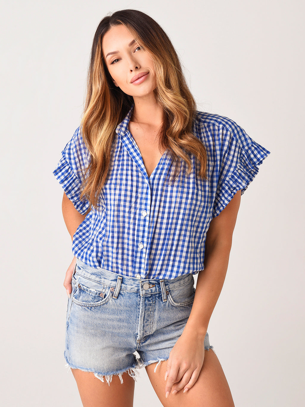 Trovata Women's Marianna Ruffle Shirt - Saint Bernard