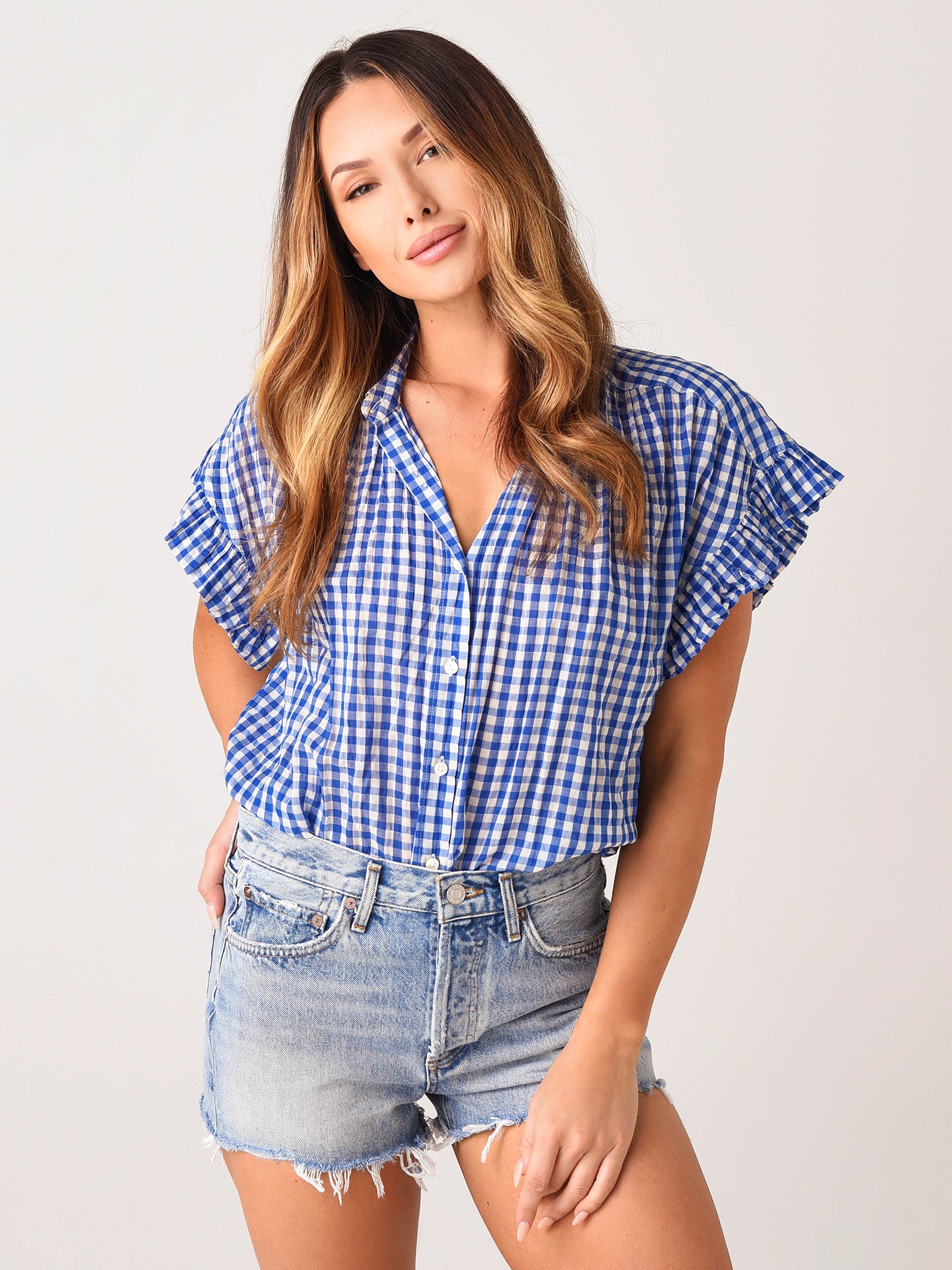 Trovata Women's Marianna Ruffle Shirt - Saint Bernard