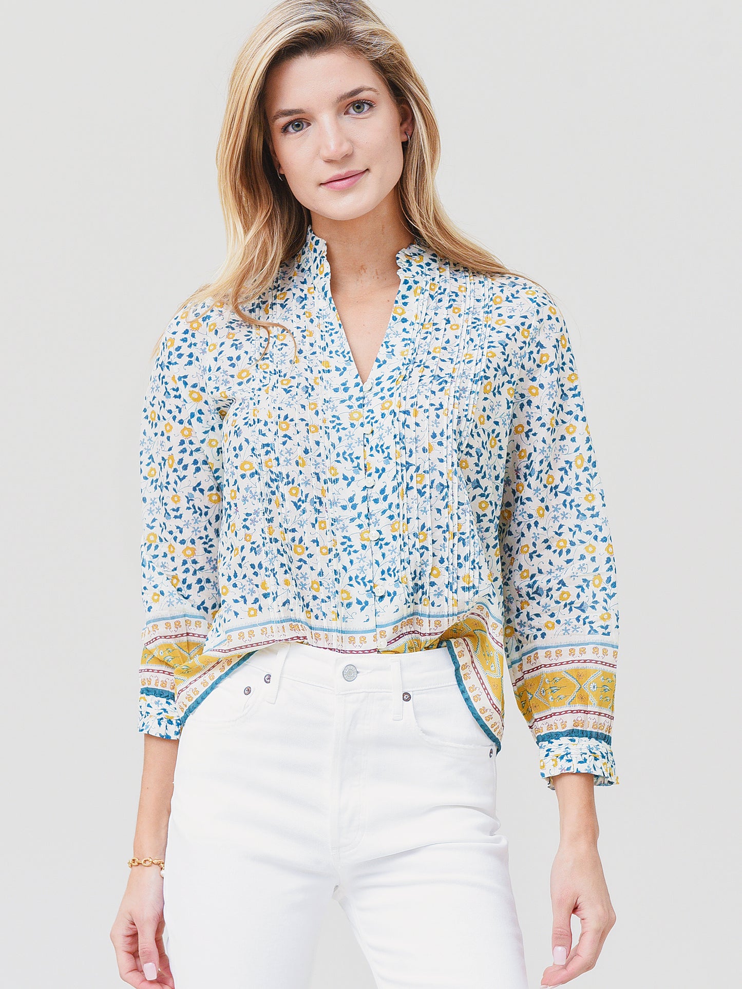 Trovata Women's Finley Pintuck Blouse - Saint Bernard