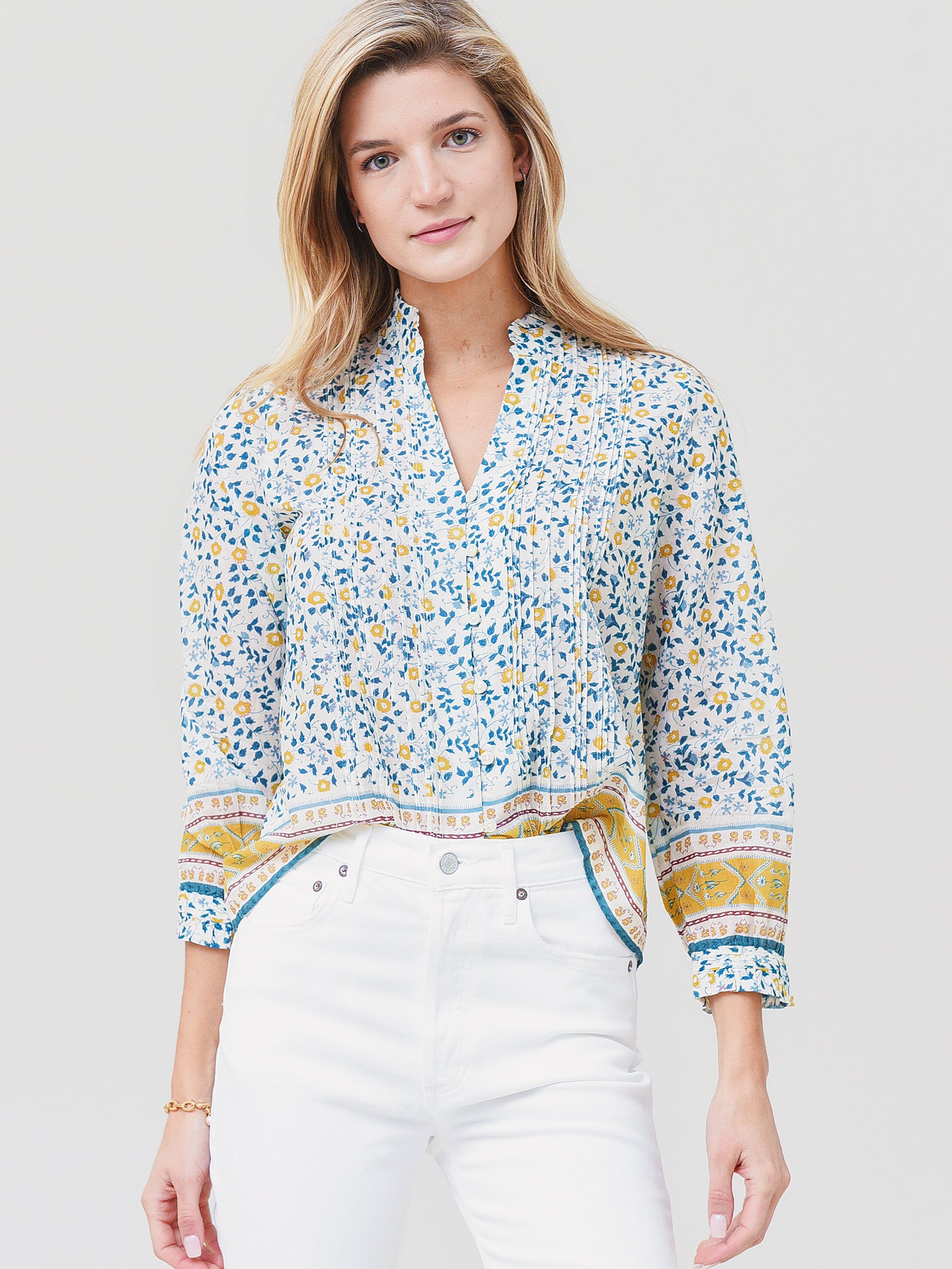 Trovata Women's Finley Pintuck Blouse - Saint Bernard