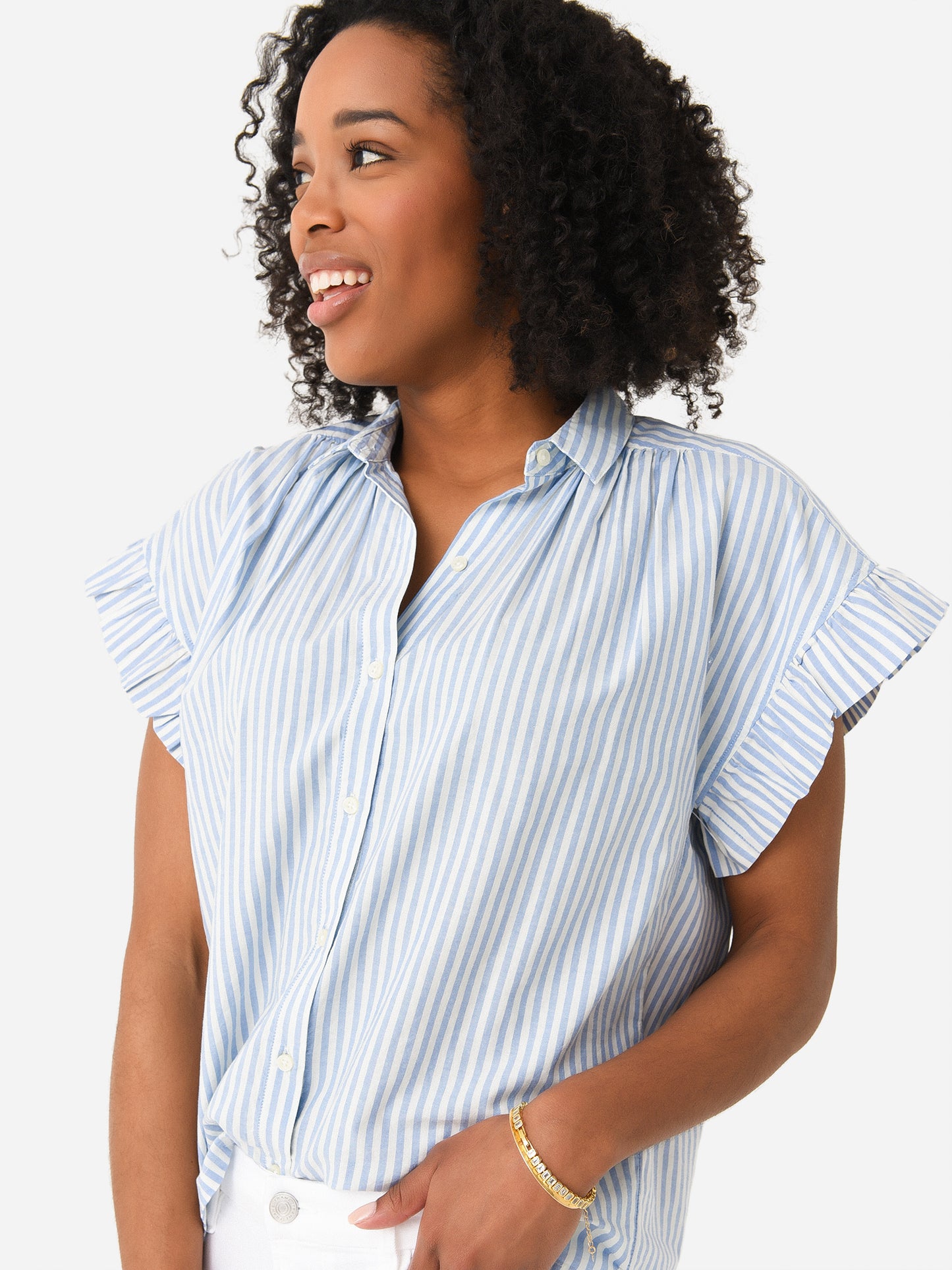 Trovata Women's Marianne B Ruffle Sleeve Shirt