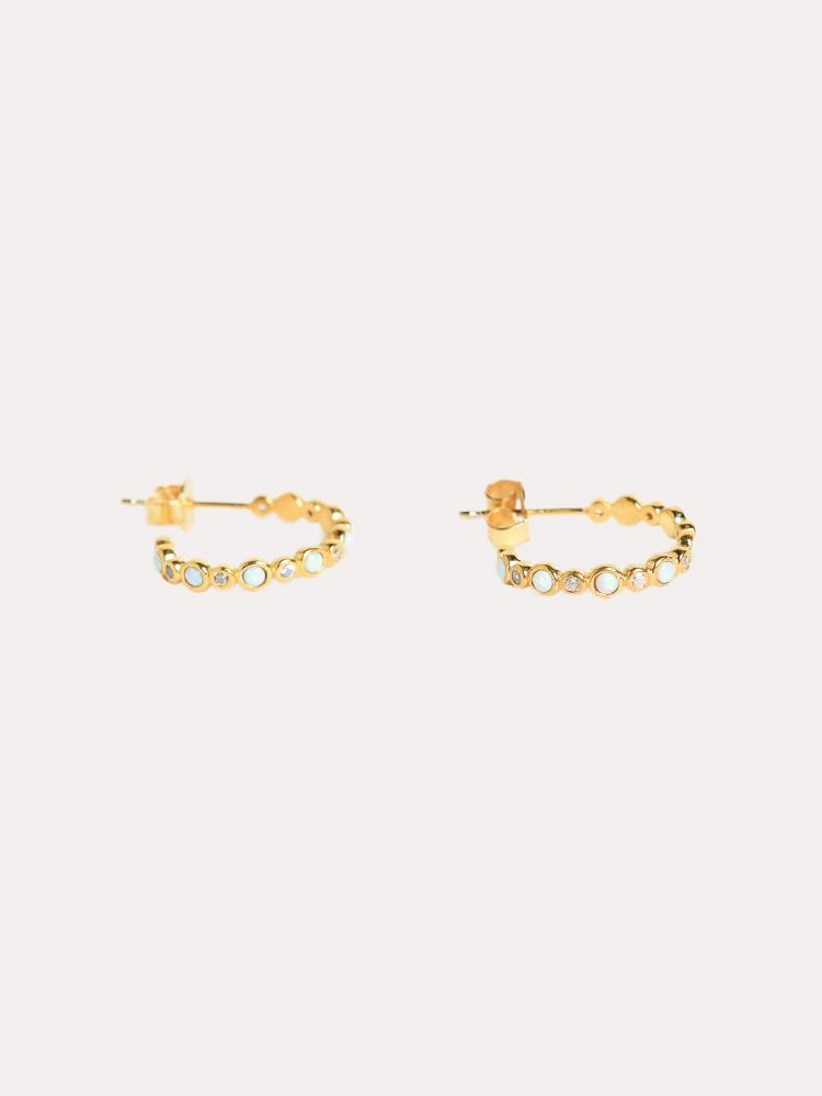Annie O'Grady Designs Small Gold Vermeil Hoops With Opals