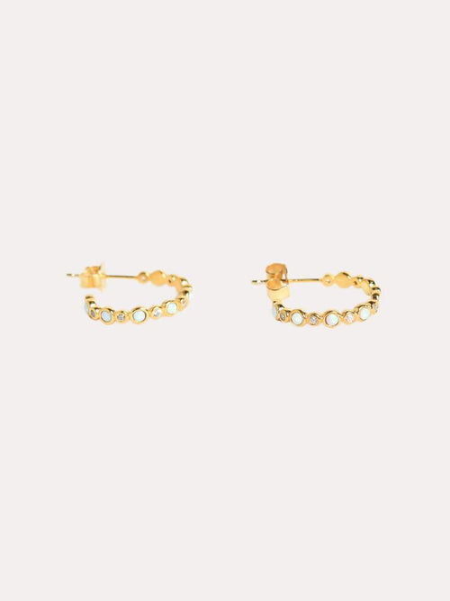 Annie O'Grady Designs Small Gold Vermeil Hoops With Opals