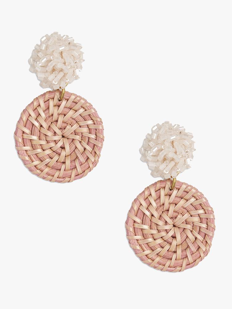 Neely Phelan Pink Rattan Cluster Drop Earring