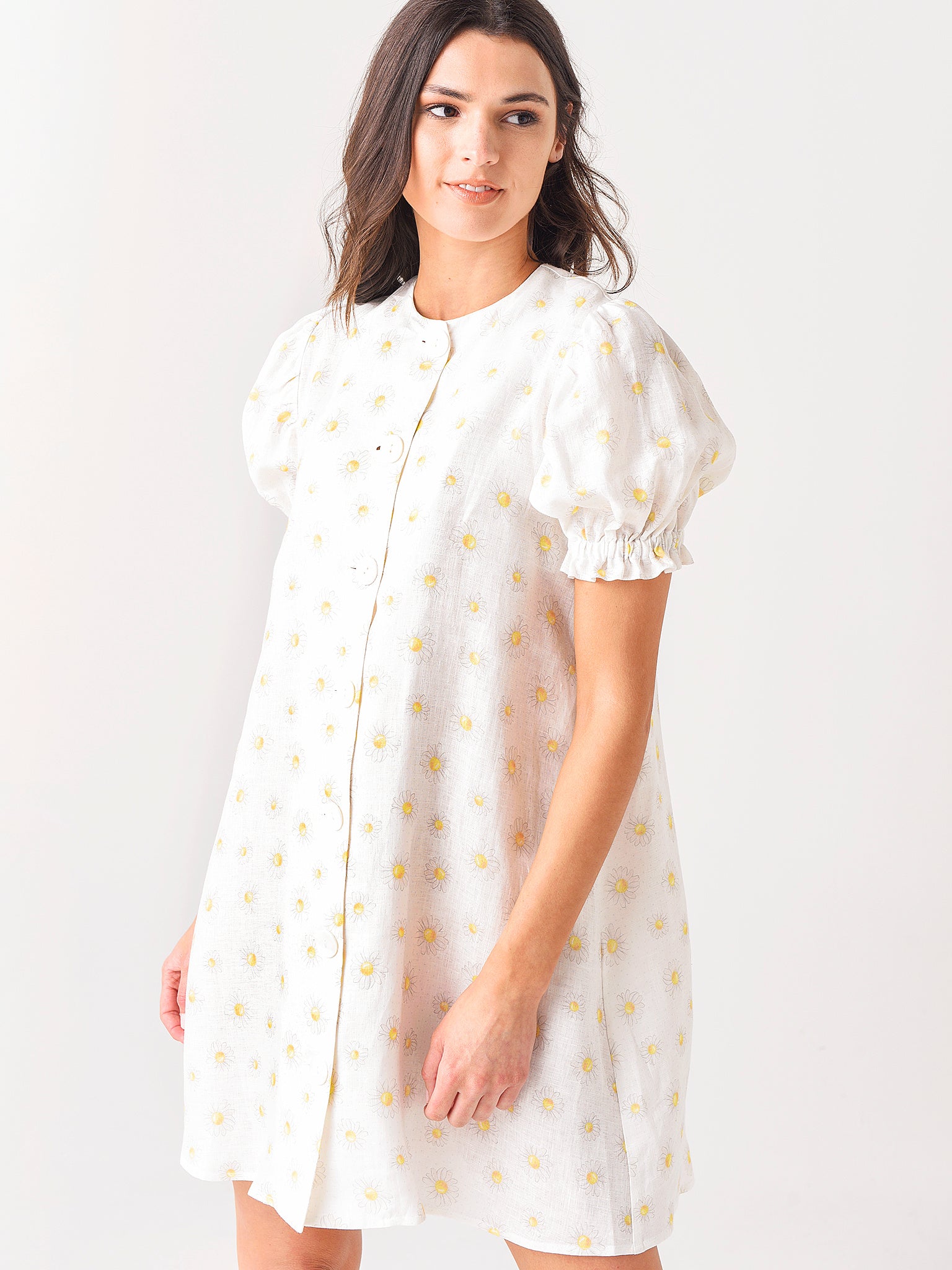 sleeper marie linen dress Sleeper Marie Linen Collared Dress