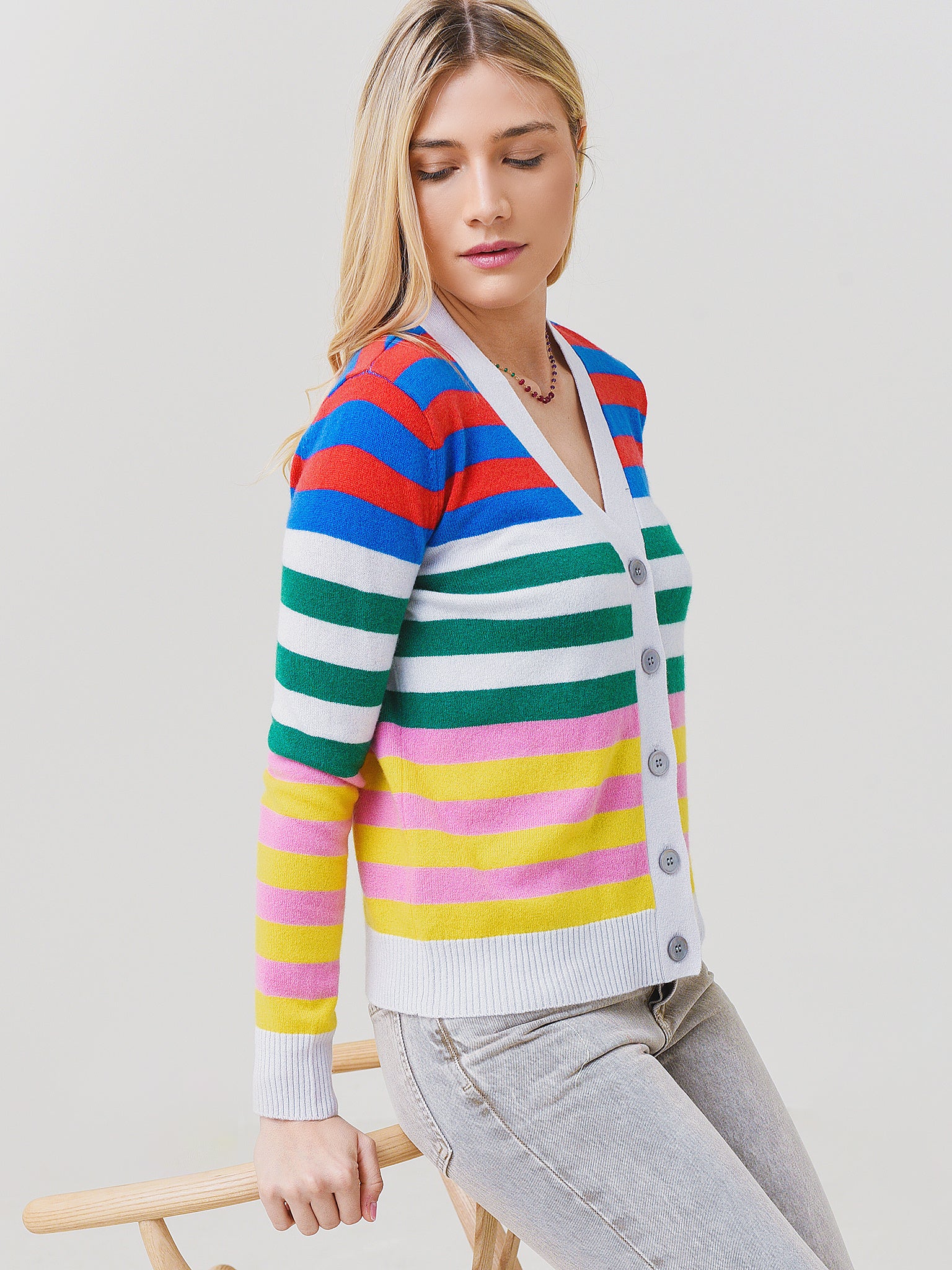 Jumper 1234 Women's Vary Stripe Cardigan - Saint Bernard