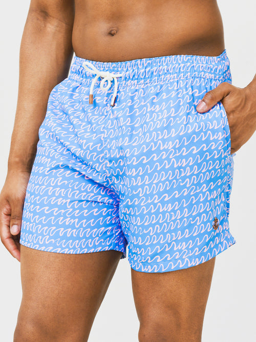 Retromarine Men's Pink Waves Swim Trunk