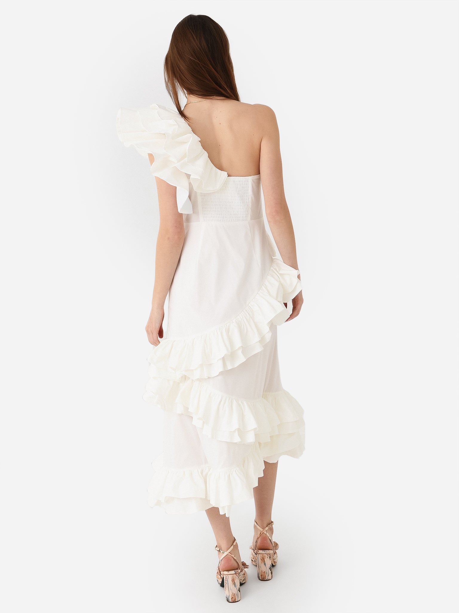 celia b one shoulder dress Celia B One-Shoulder Tiered Ruffle Dress