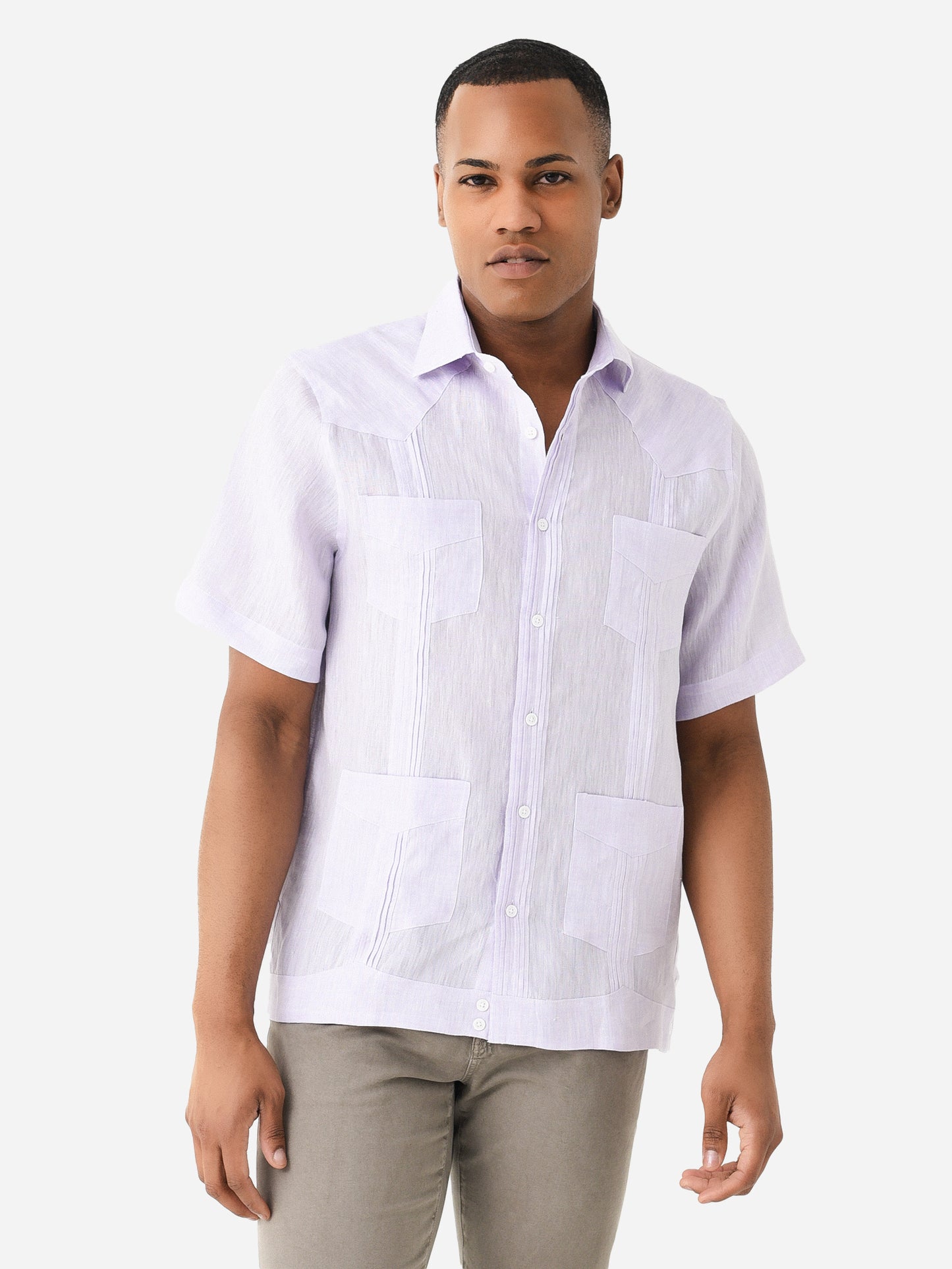Saint Bernard Men's Short Sleeve Guayabera Shirt